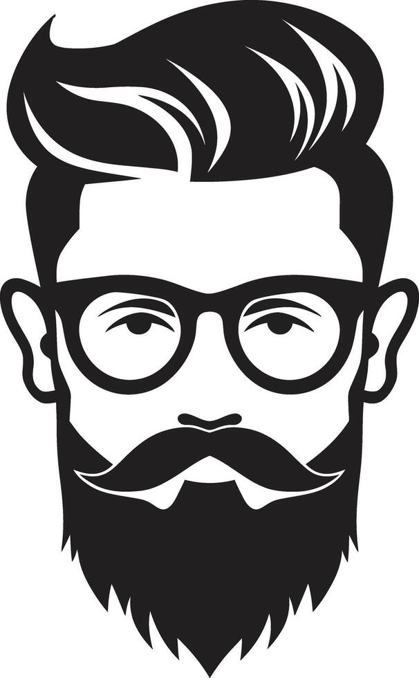 Artsy Hipster Hipster Man Face Cartoon in Black Retro Modernity Cartoon Hipster Man Face Black vector
