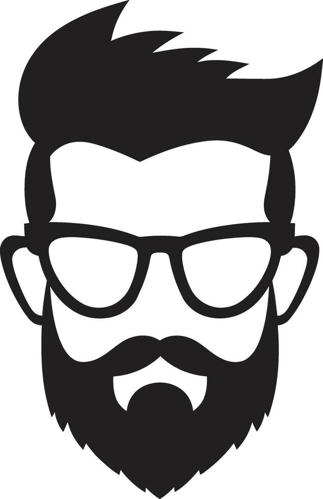 Artistic Elegance Hipster Man Face Cartoon in Black Chic Revival Cartoon Hipster Man Face Black vector