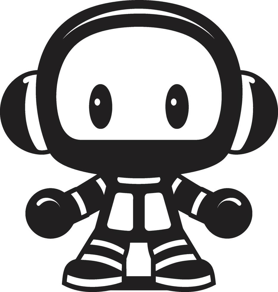 Boom Bot Buddy Mascot Dynamite Drone Black Robot vector