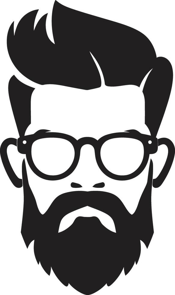 Vintage Sophistication Cartoon Hipster Man Face Black Trendsetting Whiskers Black of Cartoon Hipster Man Face vector
