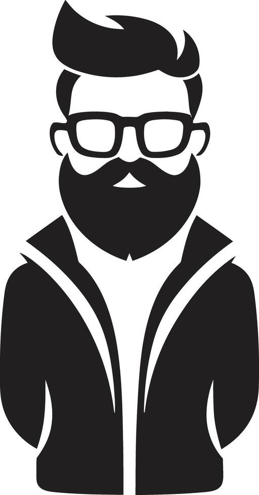 ecléctico elegancia negro de dibujos animados hipster hombre cara elegante silueta hipster hombre cara dibujos animados en negro vector