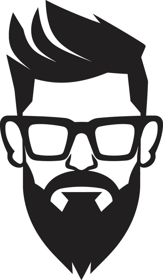 Eclectic Sophistication Hipster Man Face Cartoon in Black Vintage Cool Cartoon Hipster Man Face Black vector