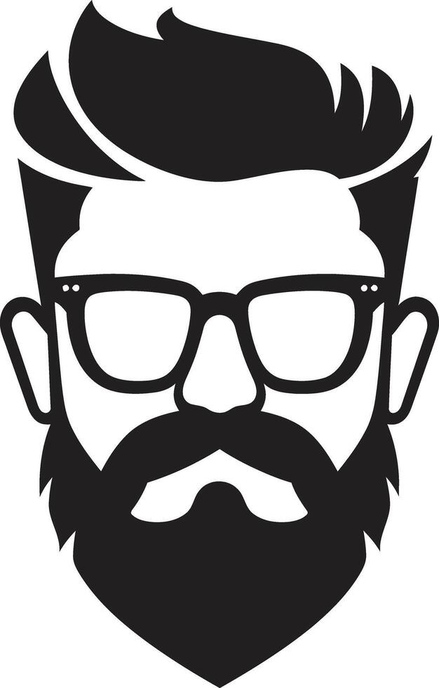 Retro Revivalist Cartoon Hipster Man Face Black Timeless Elegance Black of Cartoon Hipster Man Face vector