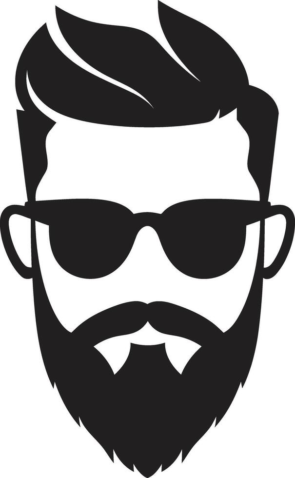 Contemporary Charm Black of Cartoon Hipster Man Face Sleek Styling Hipster Man Face Cartoon in Black vector
