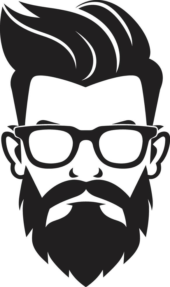Urban Retro Fusion Cartoon Hipster Man Face Black Vintage Minimalist Twist Black of Cartoon Hipster Man Face vector