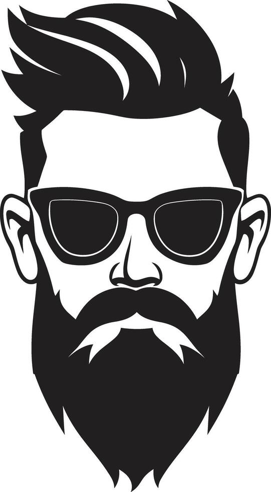 Creative Fusion Hipster Man Face Cartoon in Black Vintage Artistry Cartoon Hipster Man Face Black vector