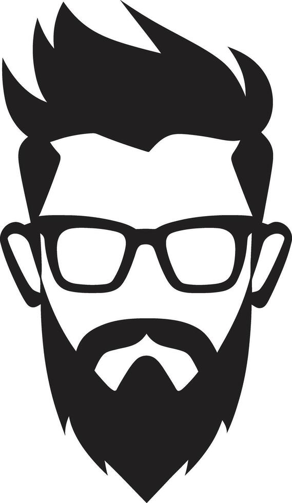 Elegant Minimalism Hipster Man Face Cartoon in Black Trendy Boho Cartoon Hipster Man Face Black vector