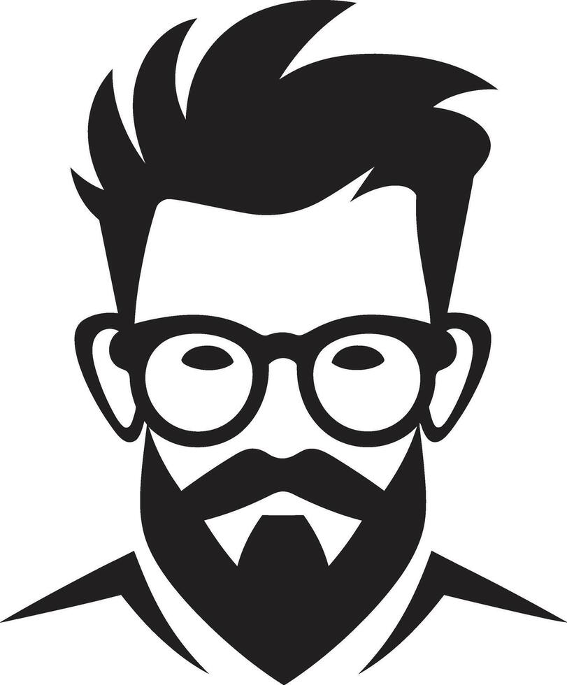 Elegant Eccentricity Black of Cartoon Hipster Man Face Vintage Modernity Hipster Man Face Cartoon in Black vector