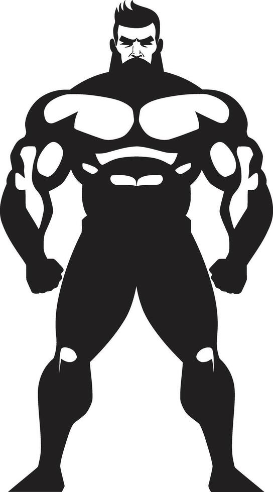 Champion Flex Fusion Caricature Bodybuilder in Black Comic Power Impact Black of Cartoon Bodybuilder in vector