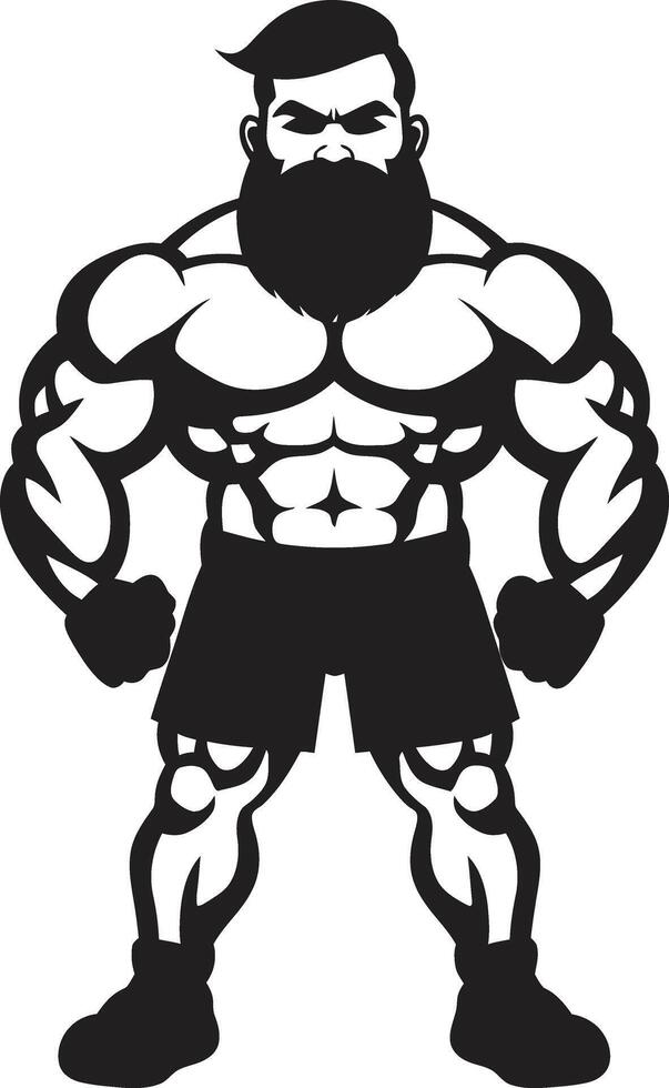 Massive Power Cartoon Caricature Bodybuilder in Black Heroic Build Black of Cartoon Caricature Bodybuilder vector