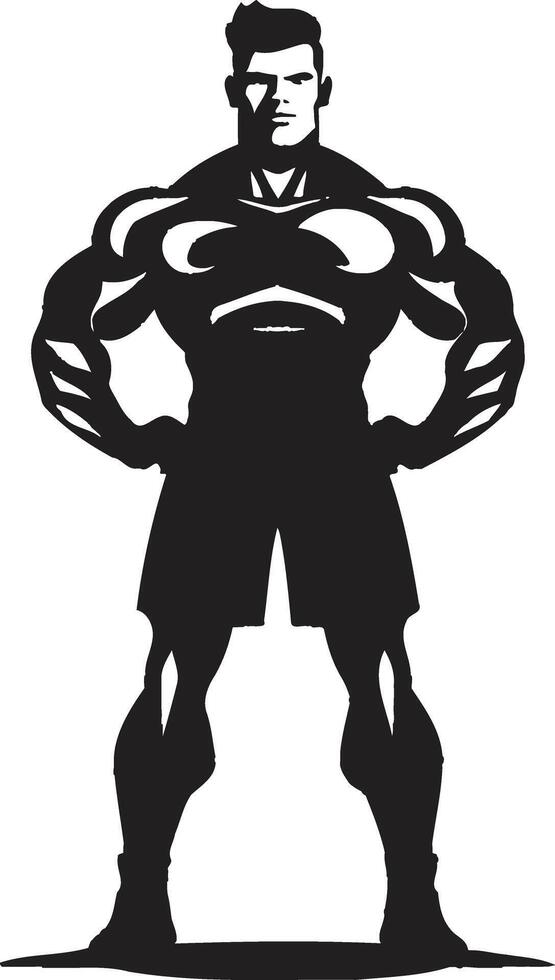Powerful Muscle Charm Cartoon Caricature Black Bodybuilder Dynamic Physique Impression Black of Cartoon Bodybuilder vector