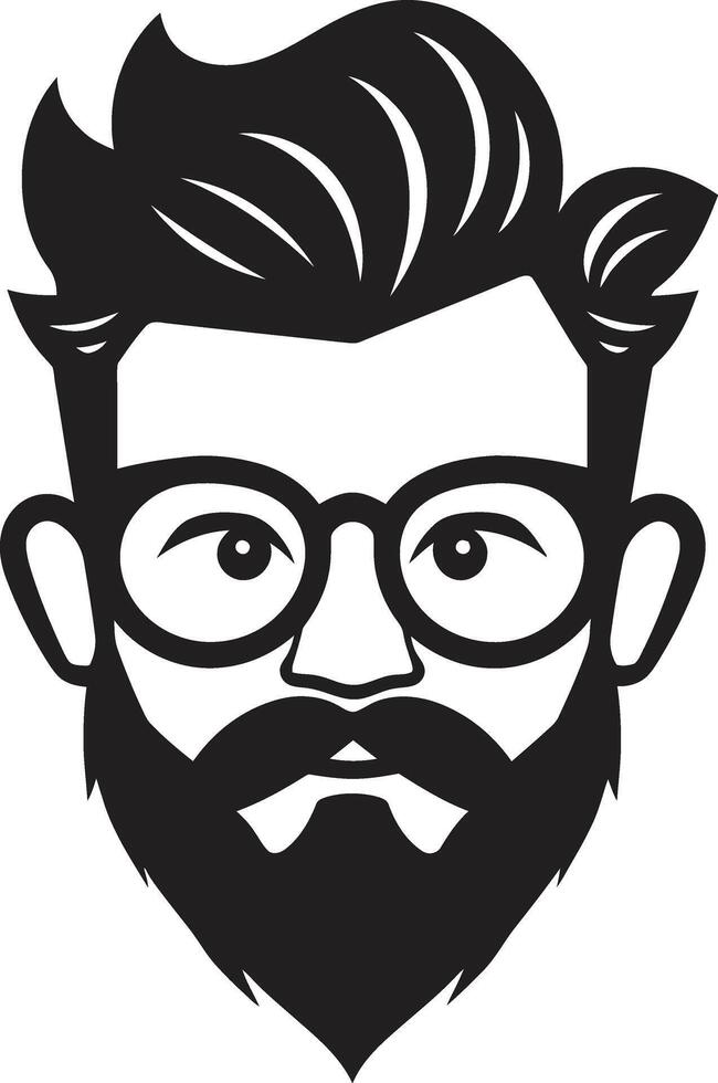 Urban Retro Fusion Cartoon Hipster Man Face Black Vintage Minimalist Twist Black of Cartoon Hipster Man Face vector