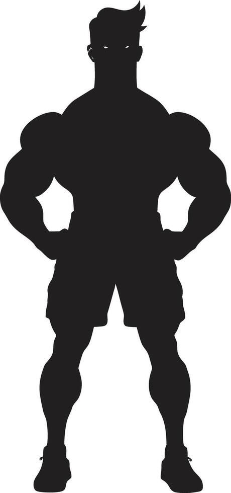 Muscled Marvel Black of Caricature Bodybuilder Comic Powerhouse Caricature Bodybuilder in Black vector