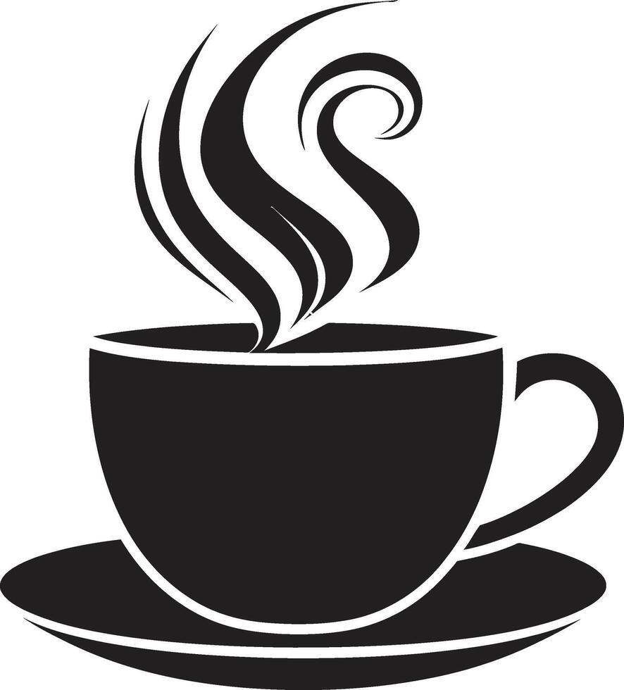 Steamy Elegance Black Cup Morning Brew Charm Black Cup vector