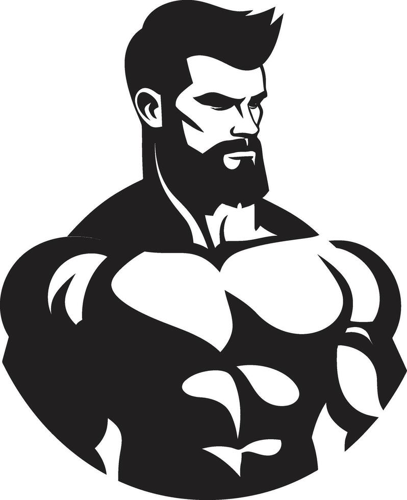 Mighty Muscle Fusion Black of Caricature Bodybuilder Comic Power Pose Caricature Bodybuilder in Black vector