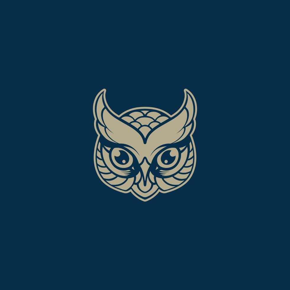 Owl head logo art vector