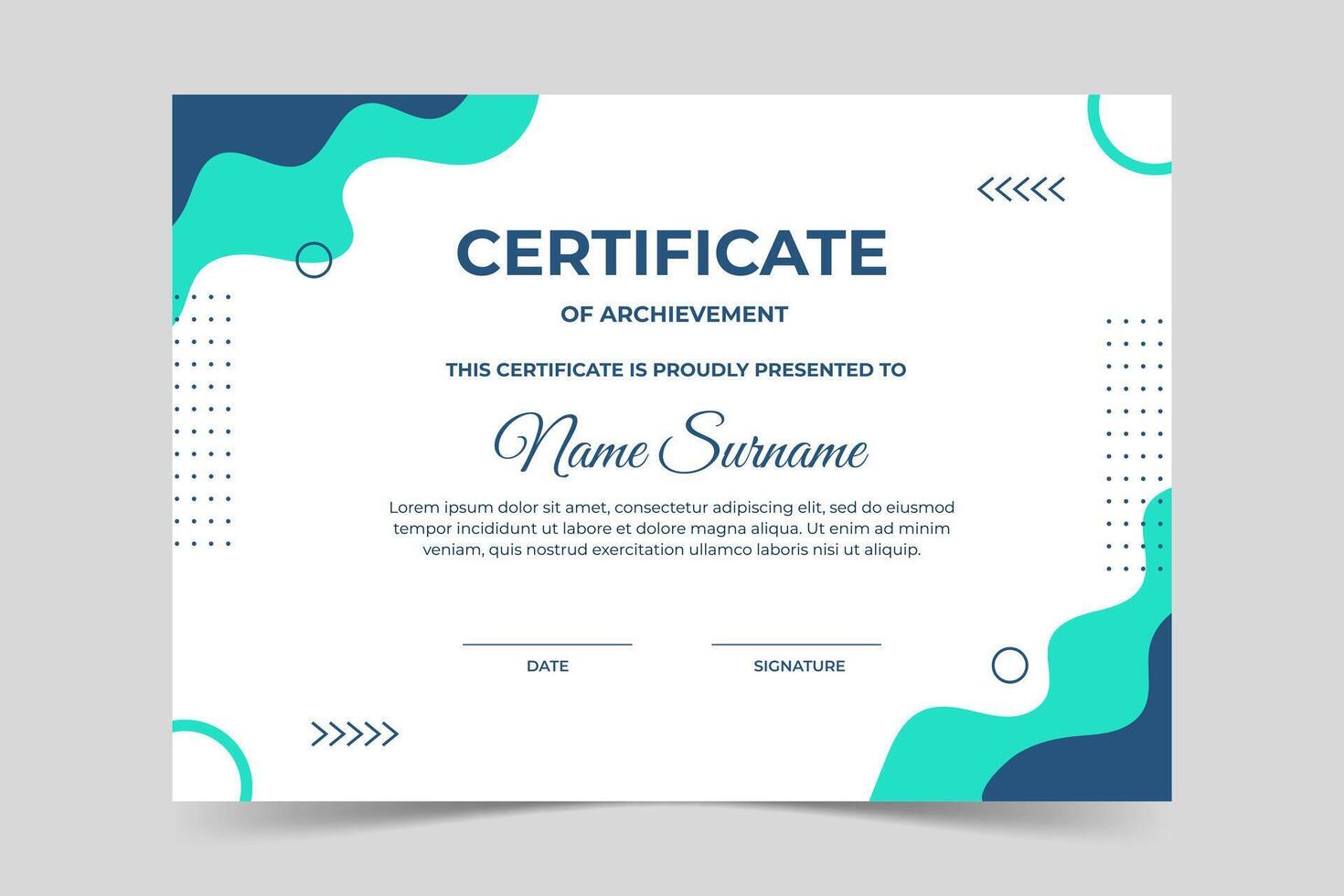 Modern elegant green certificate template with geometric shape. Appreciation for business and education. illustration vector