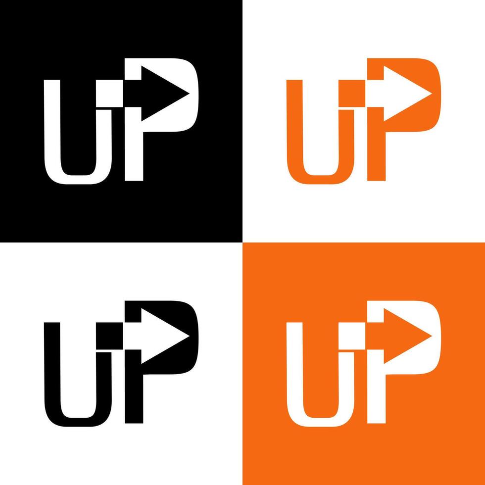 letter u p arrows creative logo design vector