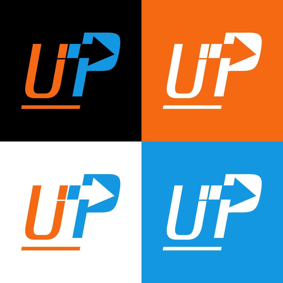 letter u p arrows creative logo design vector