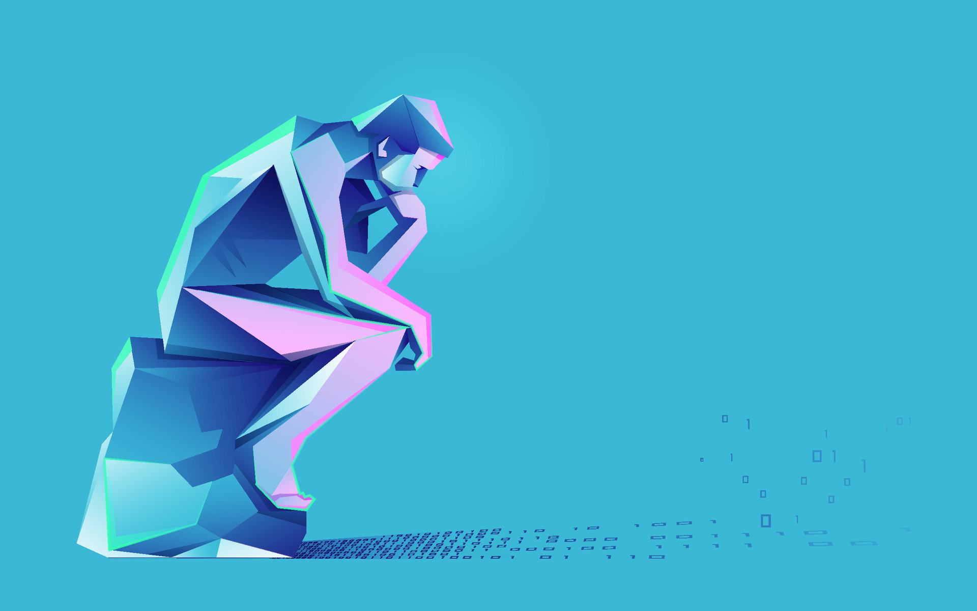 concept of deep learning or machine learning, graphic of thinker with ...