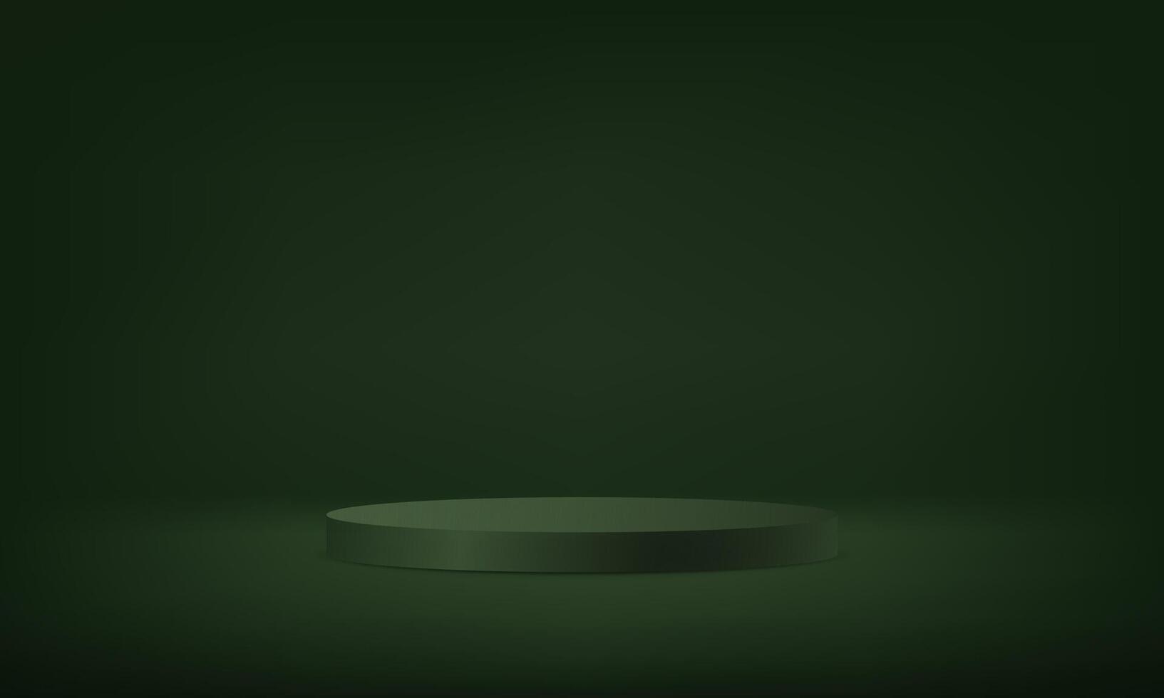 Dark green cylinder pedestal podium. Minimal wall scene. Space for selling products on the website. Business backdrop. illustration. vector