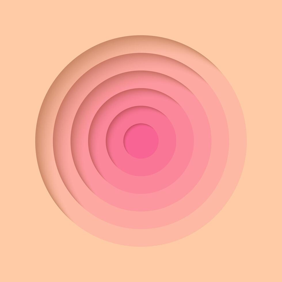 3D background with paper cut cute pink princess colours round holes. Realistic design layout for presentation, flyer, poster, banner, business card. Geometric vector