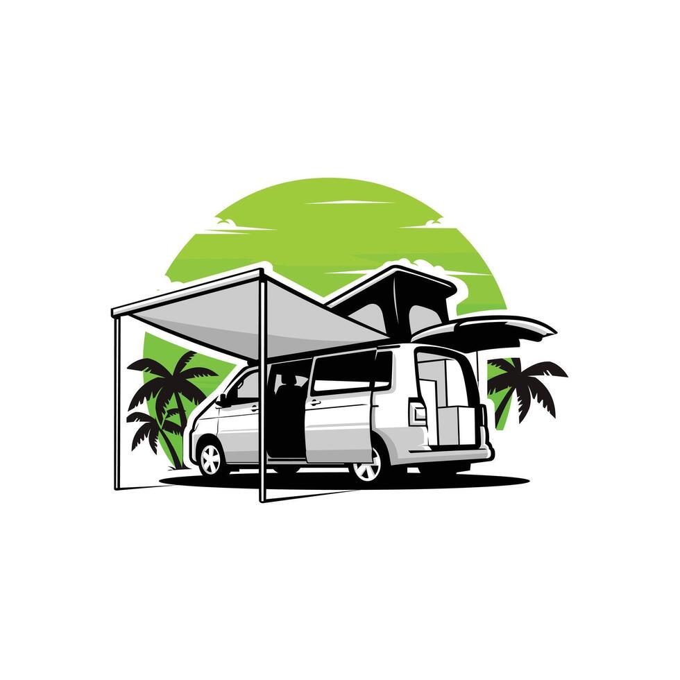 Campervan Motorhome Caravan in The Beach Isolated vector