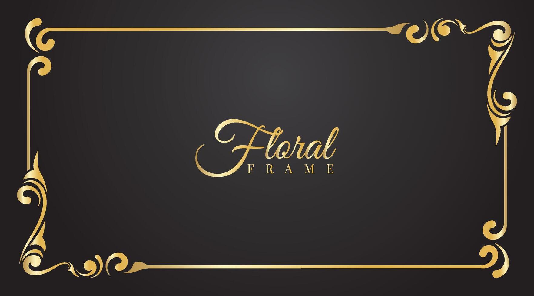 golden floral frame classic decorative ornament vector
