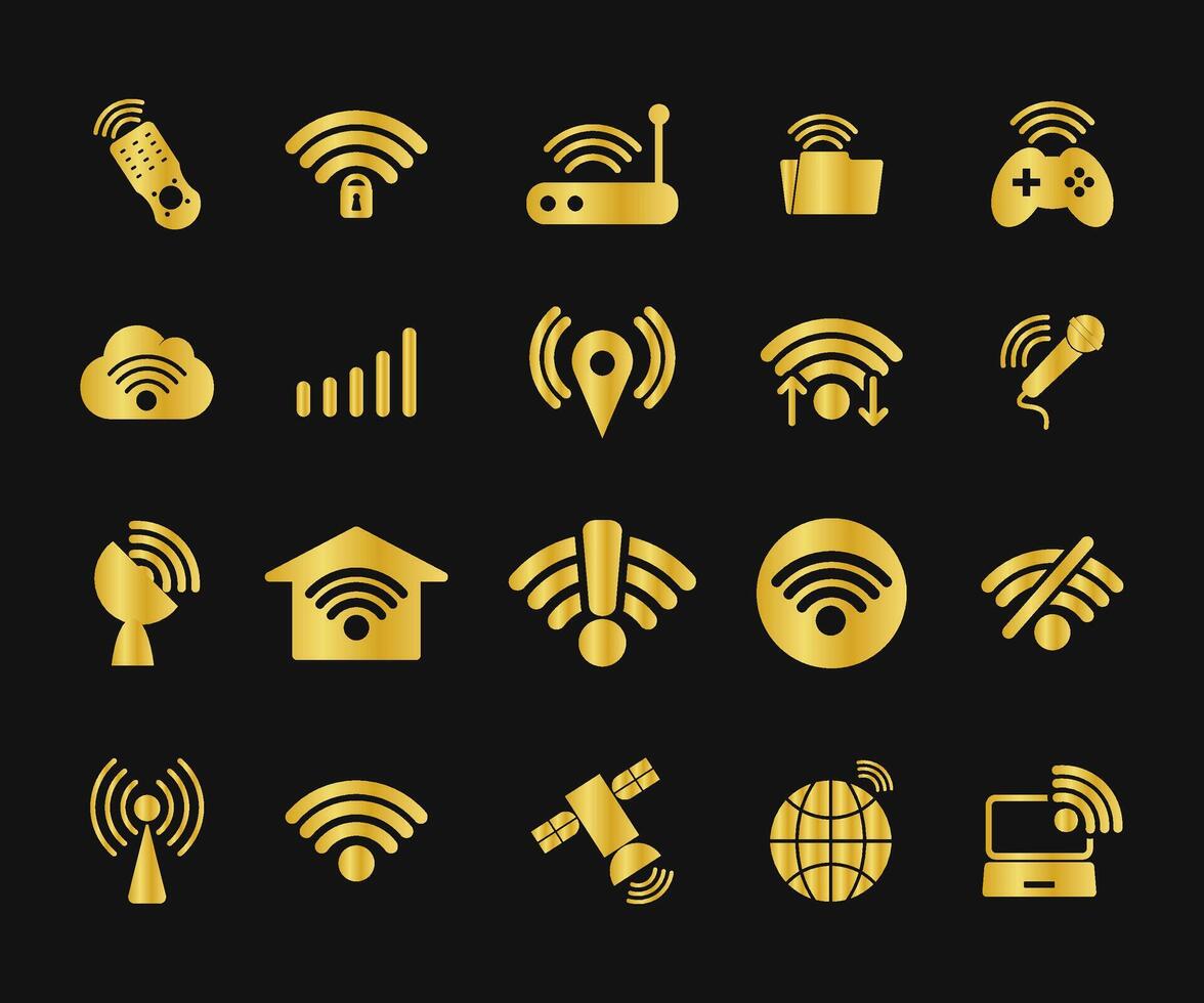 icon set, wifi connection device vector