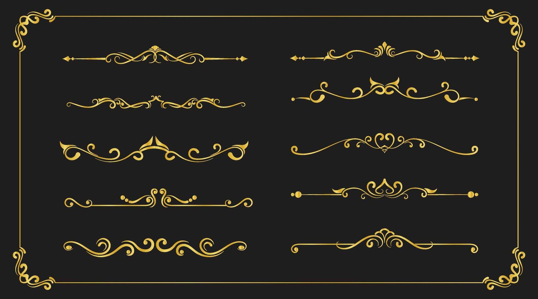 set of ornamental border elements vector