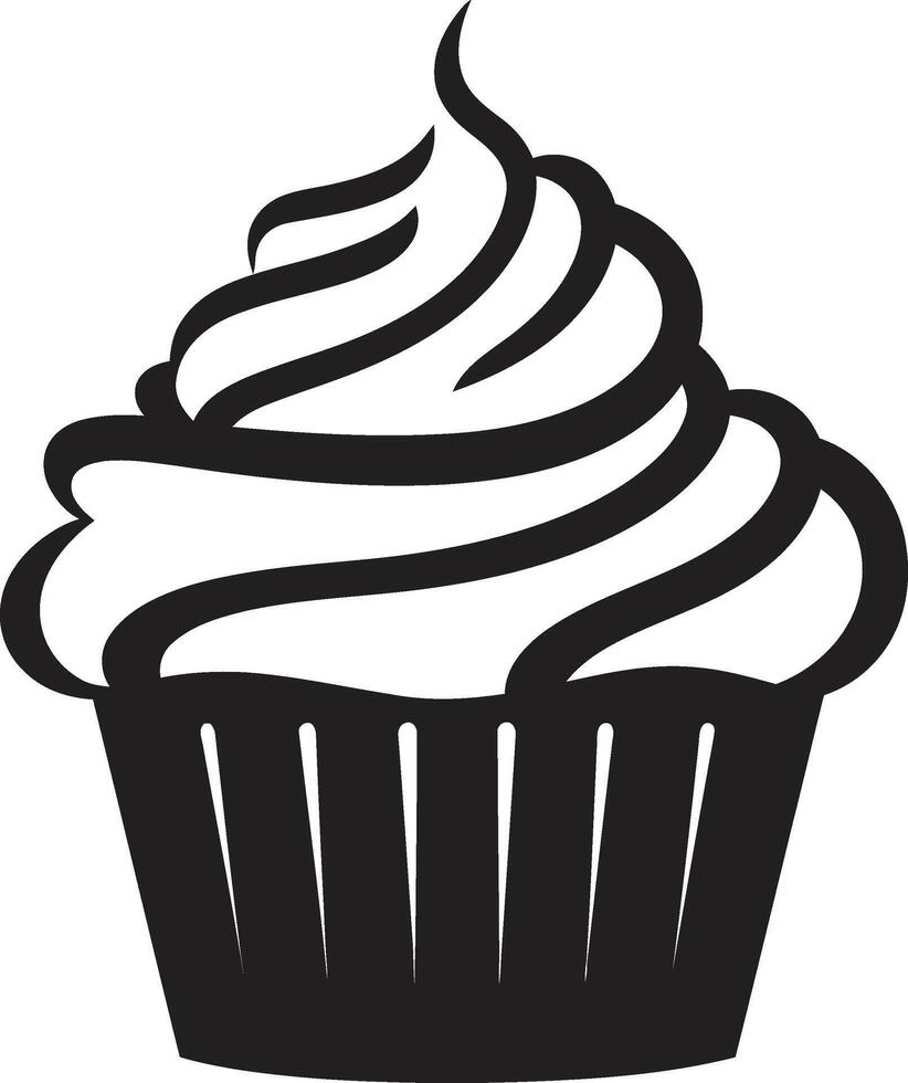 Indulgent Charm Black Cupcake Sugar Coated Elegance Cupcake Black vector