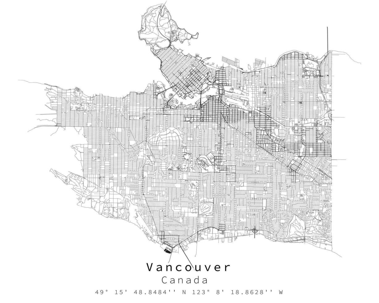 Vancouver ,canadá,urbano detalle calles carreteras mapa, elemento modelo imagen vector