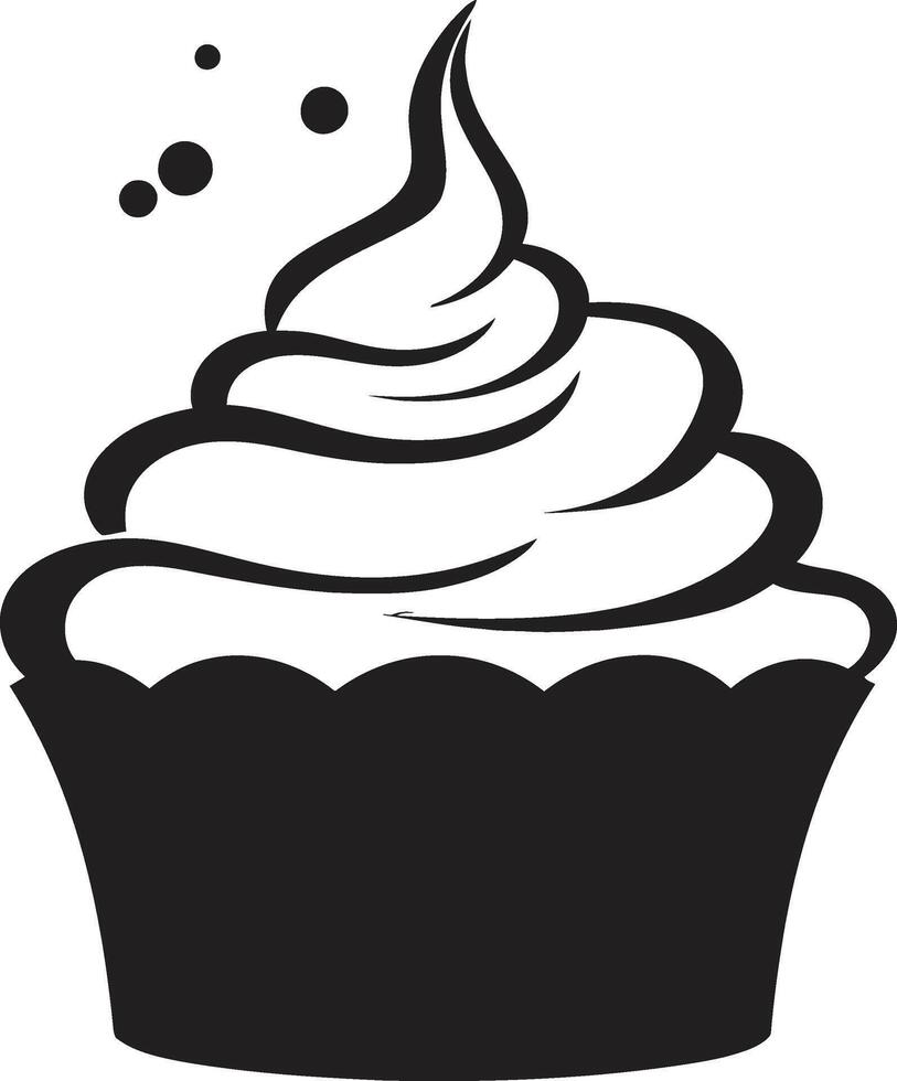 Whipped Perfection ic Black Cupcake Delectable Joy Cupcake in Black vector