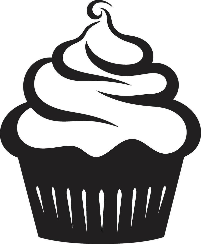 Frosted Elegance Black Cupcake Sugary Joy Black Cupcake in vector