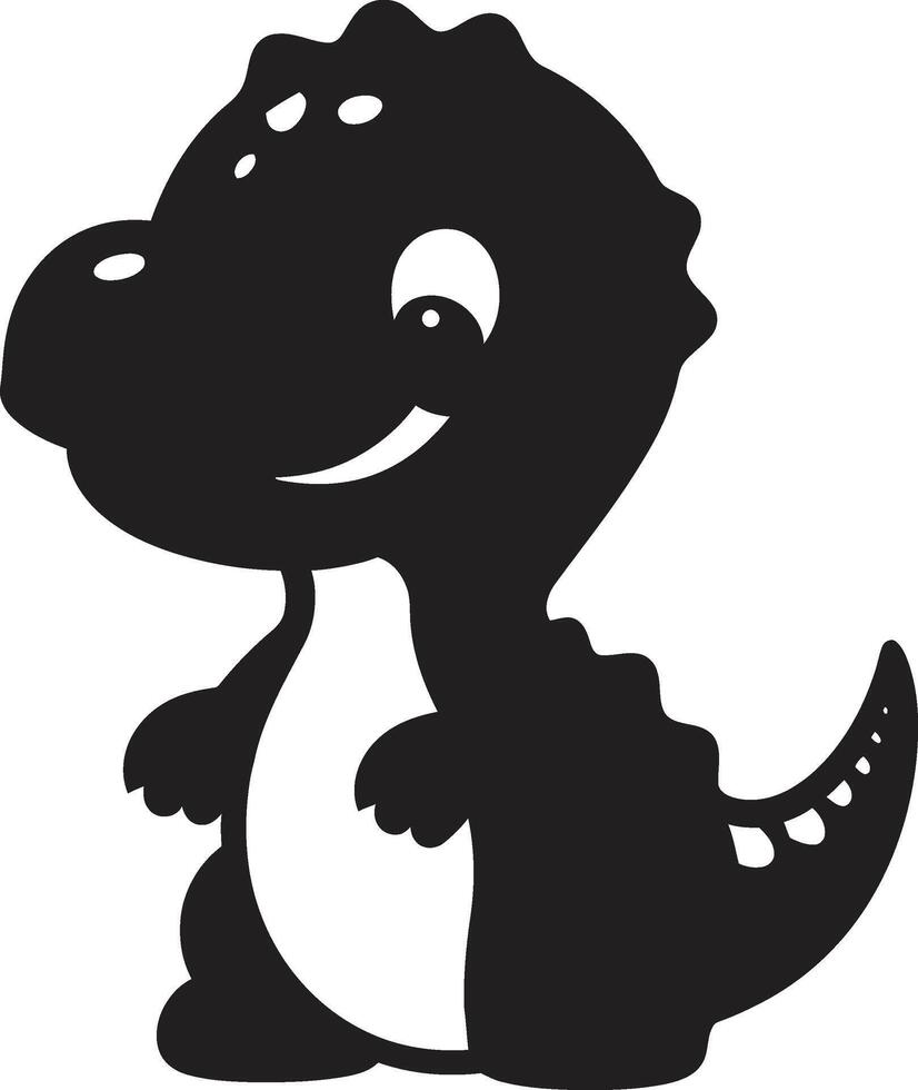 Dino Delightful Black Cheerful Dino Chic Black Cartoon vector