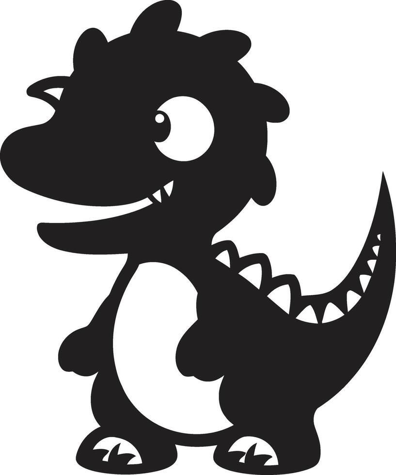 Cute Dino Elegance Black Friendly Dino Charm Black vector
