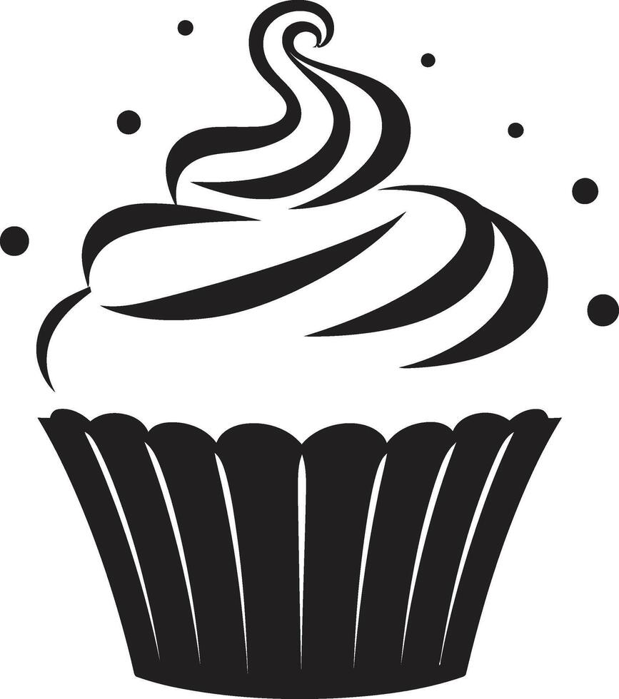 Sugar Rush Elegance Cupcake Black Whipped Bliss Charm Black Cupcake vector