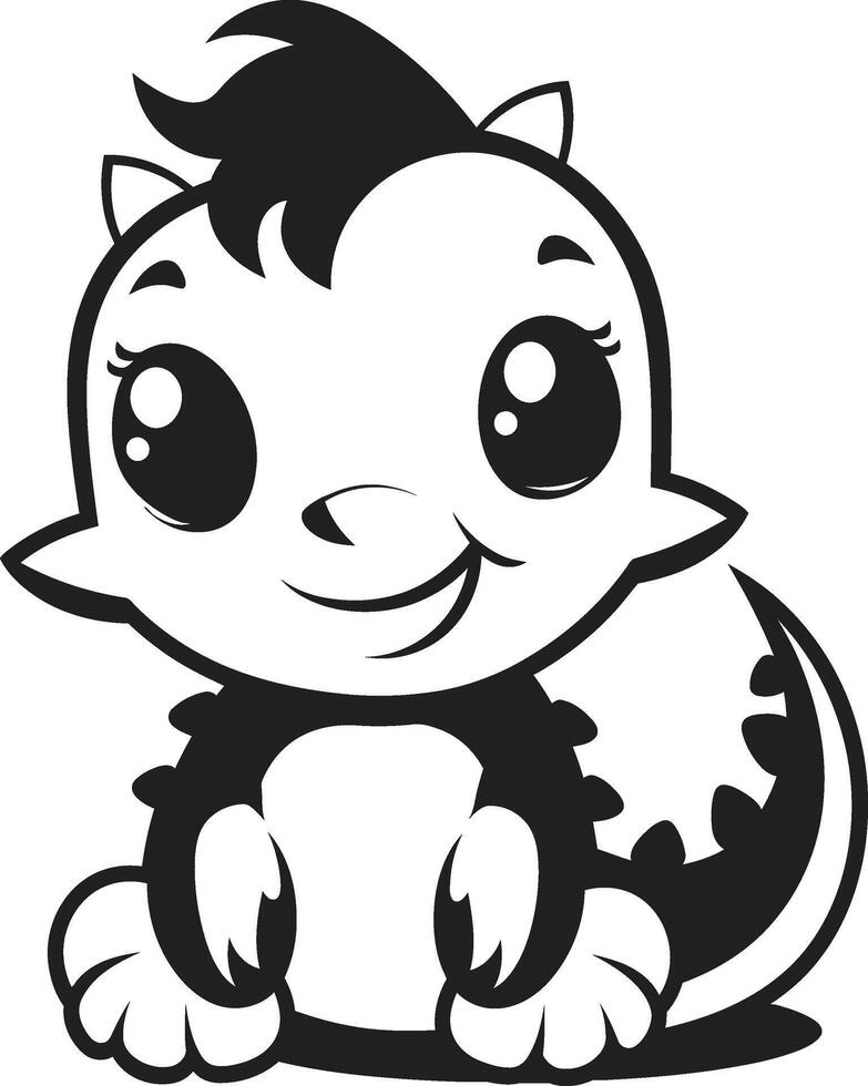 Tiny T Rex Treasures Black Whimsical Dino Elegance Cute Black vector