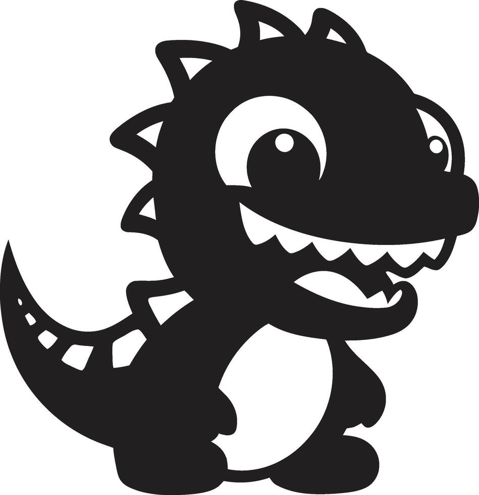 encantador dino capricho negro juguetón dino encanto linda negro vector