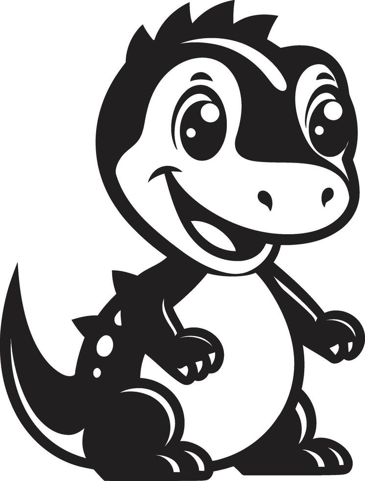 Tiny T Rex Treasures Black Whimsical Dino Charm Cute Black vector