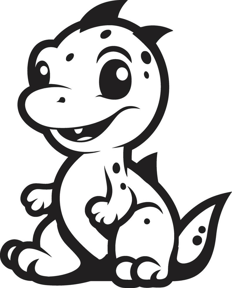 Whimsical Dino Elegance Cute Black Charming Dino Chic Black Cartoon vector