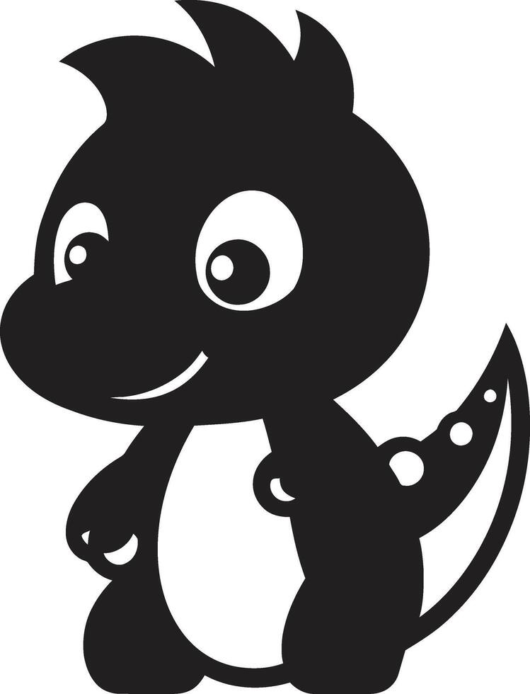 Lovely Dino Whimsy Black Playful Dino Charm Cute Black Cartoon vector