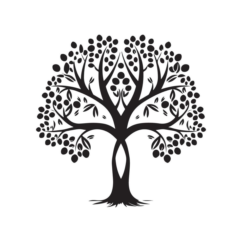 Silhouette tree on white background. vector