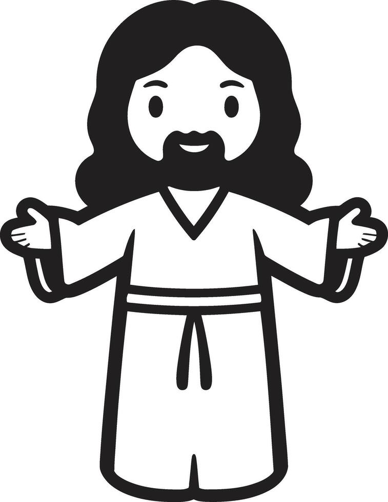 Sacred Shepherd Cute Black Jesus Gentle Grace Cartoon Jesus vector