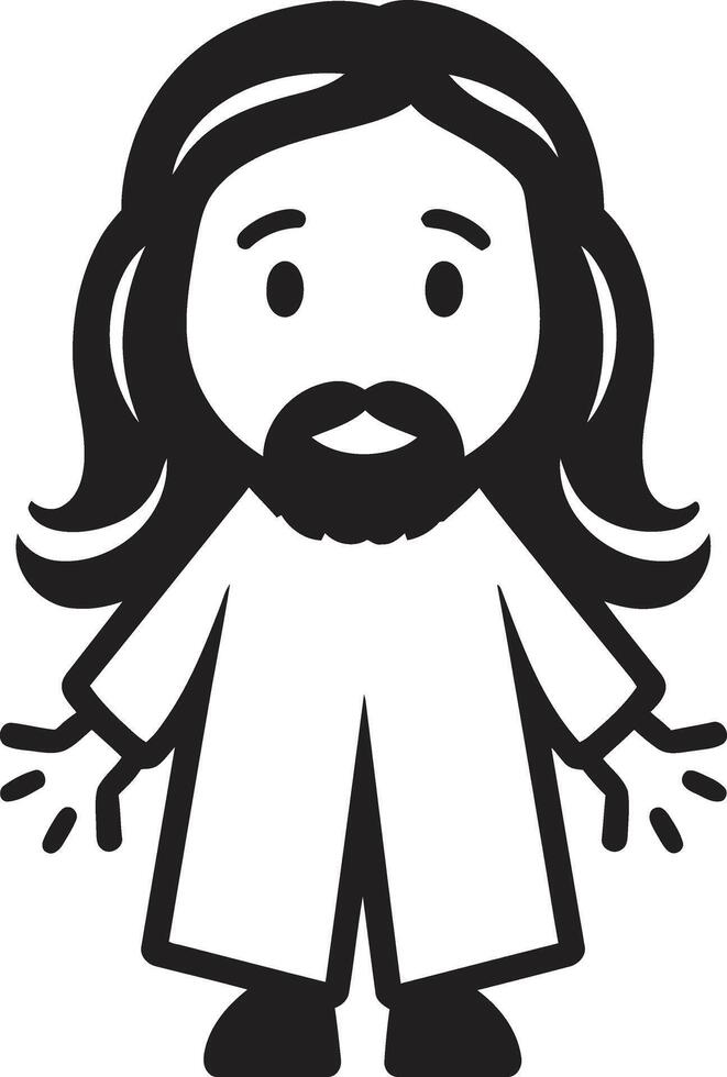 Gentle Radiance Cartoon Jesus Black Messiahs Embrace Cute Jesus vector