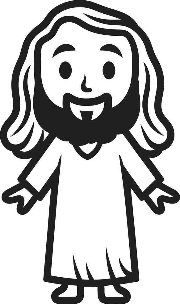 Messiahs Radiance Cute Black Jesus Blessed Presence Cartoon Jesus Black vector