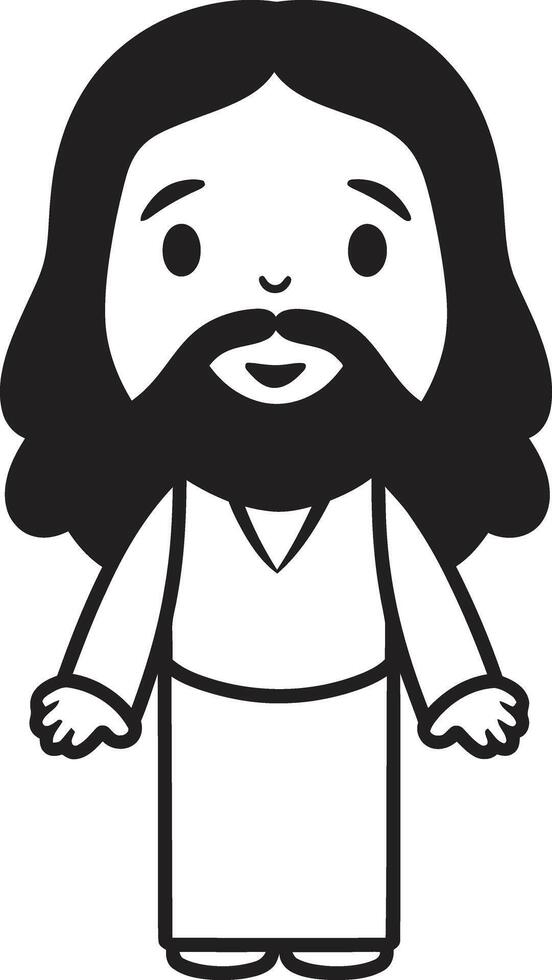 Healing Grace Cartoon Jesus in Black Divine Innocence Cartoon Jesus in Black vector