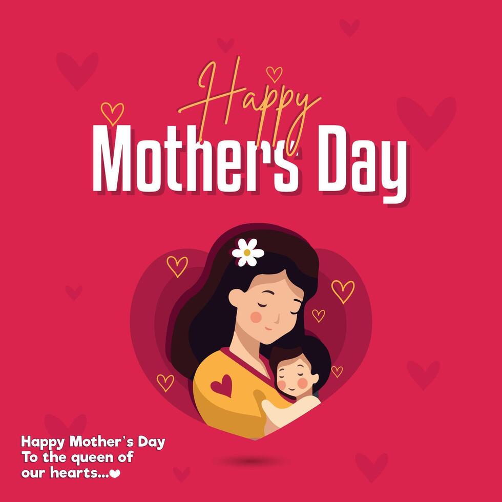 Happy Mother's Day Cute Poster Design for Social Media Editable Illustration Template vector