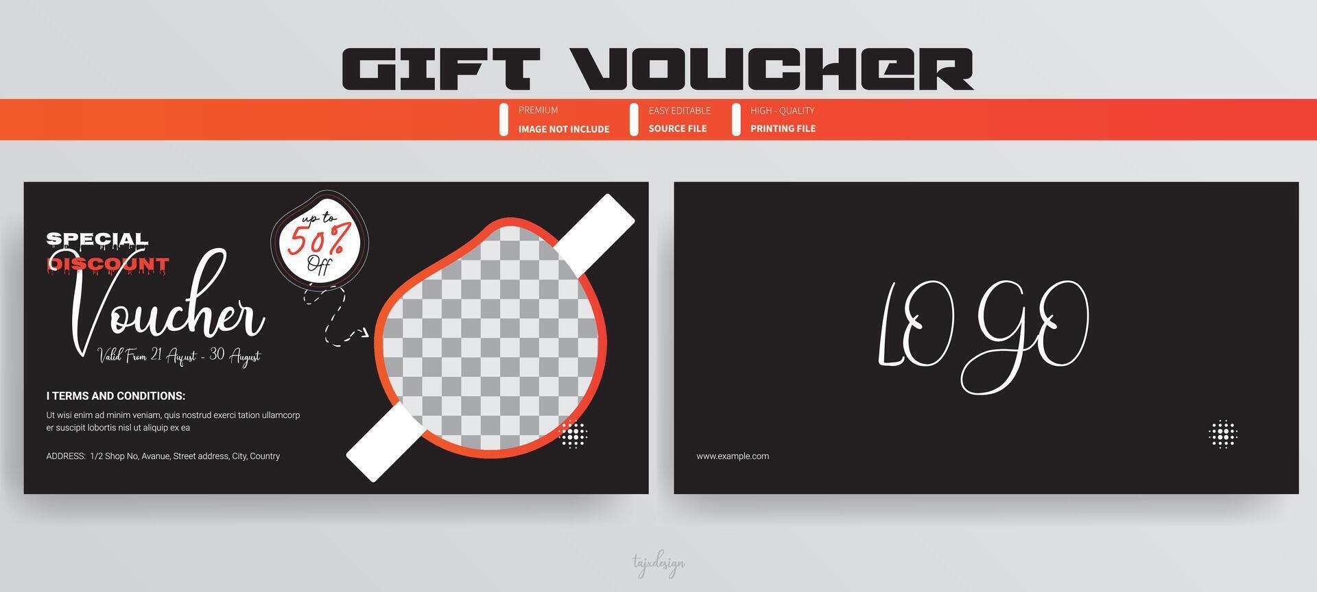 Discount Restaurants Gift Voucher Template Design, Promotion gift coupon, coupon card for your business advertisements, Voucher, gift card, Add, Advertizing, Discount, Food, Graphic Design. vector
