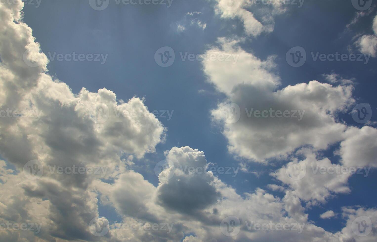 Image of clear blue sky and white clouds on day time for background usage photo